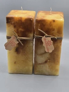 Handmade Square 3"x 7.25" Pillar Candle Strawberry And Guava Essence Brown /Tan - Picture 1 of 7