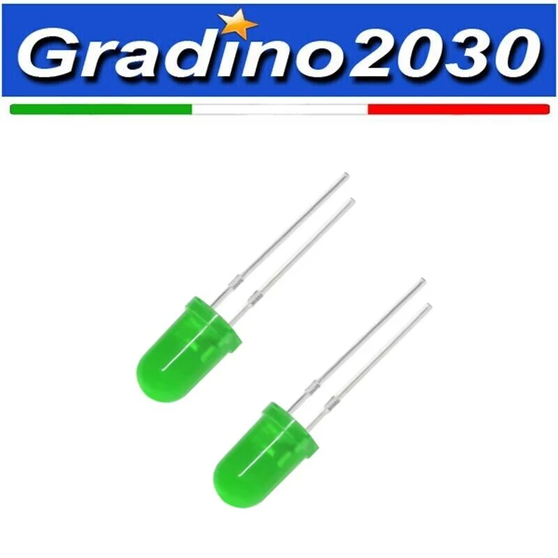 25 LED 5mm Verde Alta Luminosità Diodi Kit Elettronica Arduino Modellismo PCB - Immagine 1 di 1