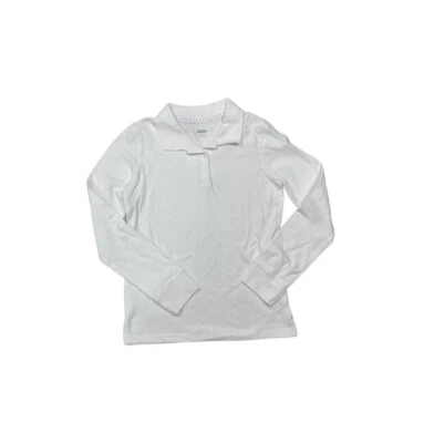 Old Navy Girls Size L 10-12 Long Sleeve White Polo Shirt School Uniform - Image 1 of 3
