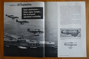 9/1953 PUB WESTINGHOUSE US NAVY F2H-2 BANSHEE J34 ENGINE USS CV-43 CORAL SEA AD - Imagen 1 de 1