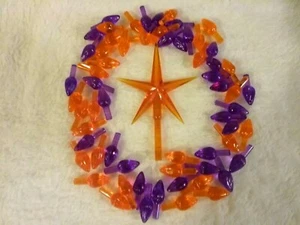 60 Purple/Orange  SM TWIST BULBS + MEDIUM Orang STAR for Ceramic Christmas Tree  - Picture 1 of 5