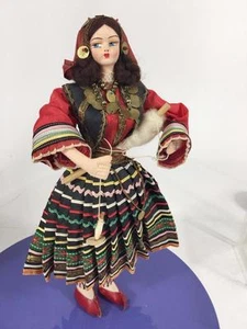 Greek Vtg International Costume Souvenir Doll Cyprus Crete Woman Spinning Yarn - Picture 1 of 10
