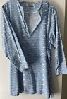 EUC! SWEET LILY LADIES COTTON TUNIC/BLOUSE/COVERUP IN BLUE & WHITE SIZE XL