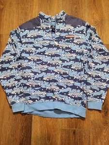 Camisa Vineyard Vines Para Hombres Estampado de Peces Talla S Azul Pullover 1/4 Cremallera Azul - Imagen 1 de 9