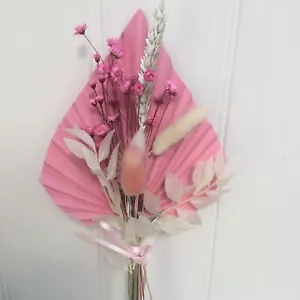 Grande lancia di palma rosa mini fiori secchi posy, CAKE TOPPER. - Foto 1 di 5
