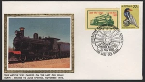 1980 Australia "The Last OLD GHAN" Railway CINDERELLA Back SILK Postmark Cover - Bild 1 von 2