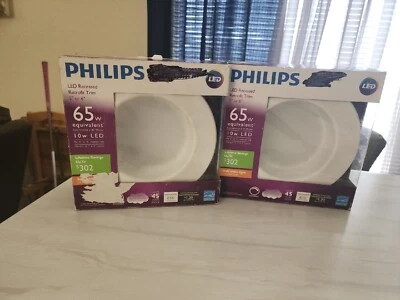 2 Pk 65 Watt 65w Phillips LED Dimmable 5"/6" Recessed Soft White Light 610Lmn - Image 1 of 4