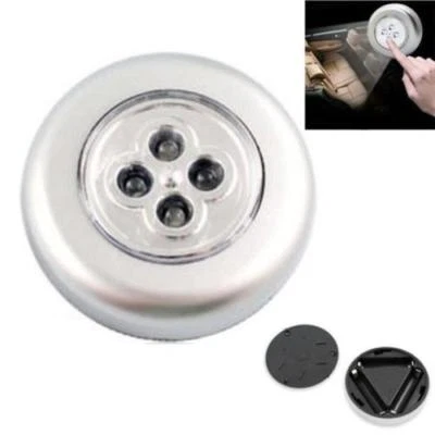 AZM 5 Pack Stick-on Push Light 4LED Battery-powered Night Light Silver