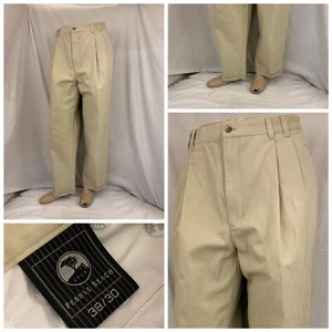 Pebble Beach Golf Pants 38x29 Tan 100% Cotton Pleats YGI Y1-1021 - Picture 1 of 12