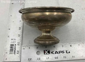 Sterling Silver Round Shape Decorative Reinforced Pedestal Compote Bowl - Picture 1 of 6