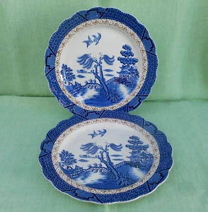 2 Booths Real Old Willow dinner plates - no gold trims - 26.5 cm (10.5") dia'r - Picture 1 of 4