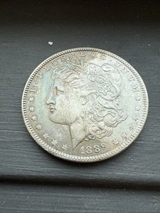 1889 1 $ Morgan Silver Dollar - Neon Rainbow Rim Crescent Tone *TONER ALERT* - Bild 1 von 10