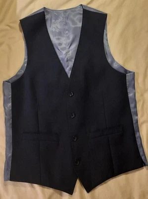French Connection - Waistcoat - Dark Blue + Light Blue Lining - Slim Fit - Image 1 of 3