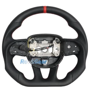 Full Leather Flat Steering Wheel w/Heated For Dodge Charger Challenger SRT 15-25 - Picture 1 of 9