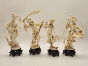 Vintage Lot of 4 Norleans Chinese Figurines Faux Bone Resin Statues-Italy - Picture 1 of 24