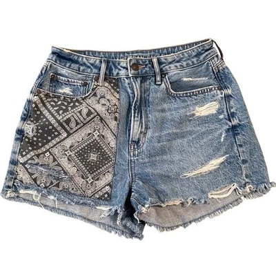 Pantalones Cortos Vaqueros American Eagle Años 90 Boyfriend Corte Azul Talla 10 Parche Negro Foto 1 de 4