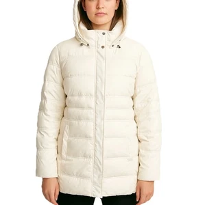 Lands’ End Damen XL 18-20 Creme Daunen Puffer Jacke Kapuze Wintermantel Warm - Bild 1 von 10