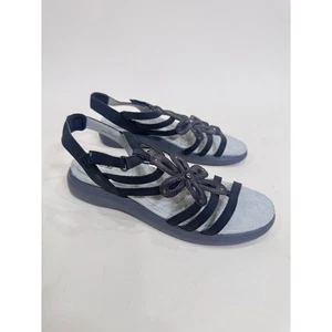 JBU Women's 12 Black Strappy Sandals Flower Comfortable Everyday Shoes - Picture 1 of 5