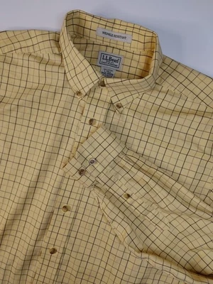 LL Bean Algodón L Alto Para Hombre Manga Larga Abotonada Resistente a las Arrugas Amarillo  Foto 1 de 4