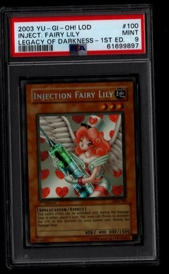 Yu-Gi-Oh! 2003 Injection Fairy Lily LOD-100 1st Edition Legacy of Darkness PSA 9 - Image 1 of 2