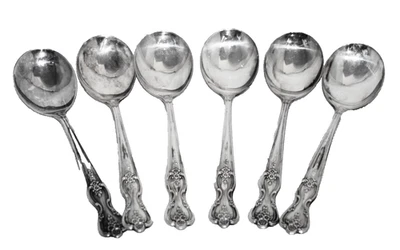 Juego de 6 cucharas de mesa sopa de plata con magnolia de William Rogers Foto 1 de 3