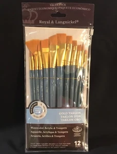 Royal & Langnickel | Gold Taklon | 12 Stück Vorteilspack Pinselset | Brandneu - Bild 1 von 2