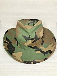 VTG Bollman Fedora Hat Camo Hunting Safari USA size Large - Picture 1 of 10
