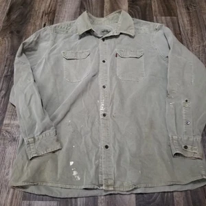 Levi’s Vintage 90s Herren Grün 100% Baumwolle Button Down Hemd XL Flecken - Bild 1 von 14