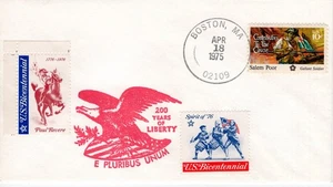 LEXINGTON & CONCORD,  BOSTON, MA  1975  FDC20299 - Picture 1 of 2