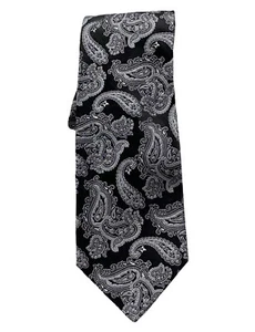 Jos A Bank Signature Silk Necktie Black Silver Paisley Woven Tie Men Business - Picture 1 of 6
