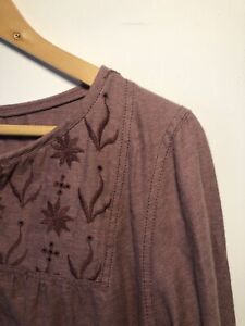 Wrap London Maroon Cotton Wool Dress W/Lace Style Design Scalloped Edge Size 14
