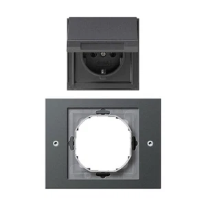 Gira TX_44 Anthrazit Komplett-Set Steckdose 445467 und Rahmen 021167 IP44 - Bild 1 von 1