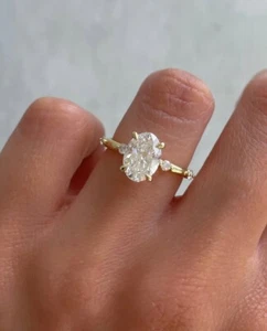 2.50 Carat Oval Cut Moissanite Solitaire Ring, Engagement Ring, Proposal Ring. - Picture 1 of 9