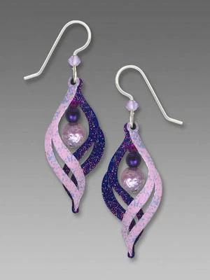 Pendientes Adajio Brillante Púrpura y Lila Dividido 'S' Gota Curvada Hechos a Mano en EE. UU. Foto 1 de 4