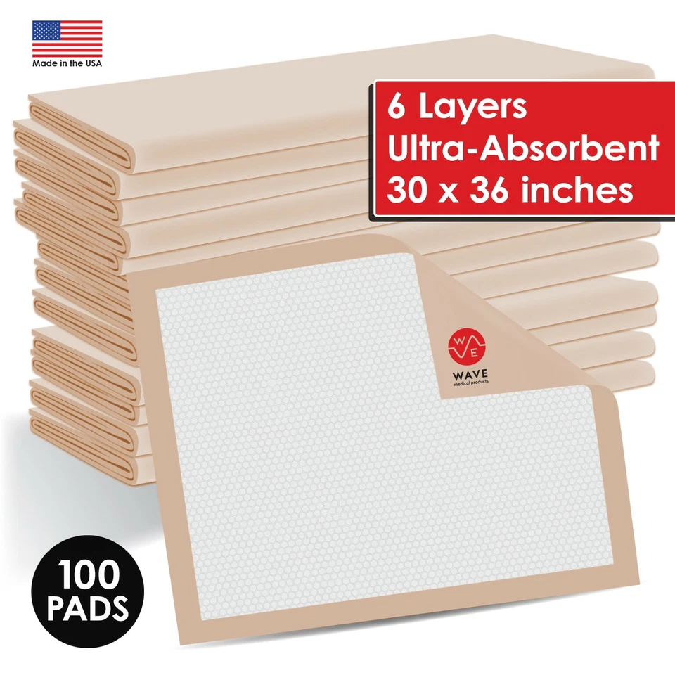 WAVE MEDICAL PRODUCTS 100 gram 30x36 Super Absorbent Dog Puppy Training Wee Wee Pee Pads Case of 100