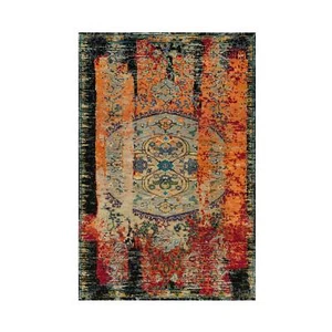 Alfombra de diseño antiguo otomano borrado a mano rojo rosa coral de 3'2""x5'1"" R90228 - Imagen 1 de 8