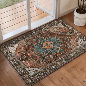 Washable Vintage Area Rug, 2X3Ft Small Boho Rug, Ultra Soft Rugs for Entryway, N - Picture 1 of 12
