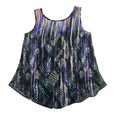 Aqua Womens Sz Xs Open Back Sheer Colorful Tank Top Purple Green Blue Vibrant - Image 1 of 4