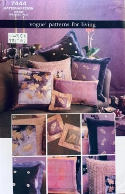 Vogue Sewing Pattern 7444 | Embellished Cushions & Pillows by Marcy Tilton | NEW - Image 1 of 3