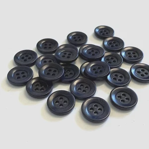 24 Buttons Dark Navy Blue Plastic 4-Hole 15 mm Sew Through Sewing #BK76 - Picture 1 of 5