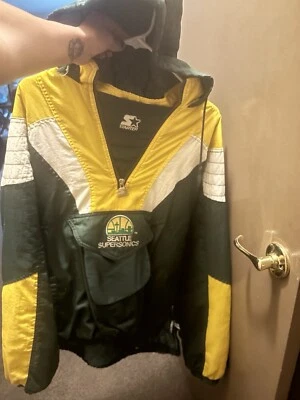 Vintage Starter Seattle Supersonics Jacket Half Zip Pullover Men's Medium 90's. - Image 1 of 2