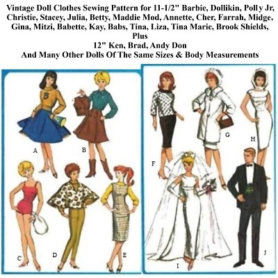 Barbie & Ken Doll Clothes Vintage Sewing Pattern - Image 1 of 3