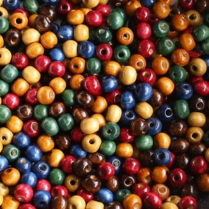 1000Pcs Assorted Color Wooden Beads 8Mm round Paint Wood Bead Bulk Spacer Bead F - Picture 1 of 4