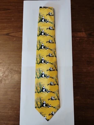 Giorgio Armani Cravatte / Neck Tie - Panda Pattern - Yellow  - Image 1 of 2