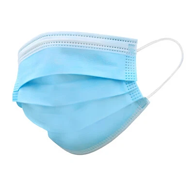 Blue Disposable Face Mask 3 Layers Non-Surgical Breathable Cover Guard 10-300pcs - Image 1 of 4