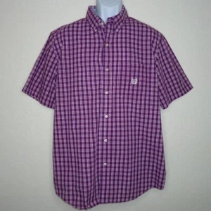 Chaps * Herren Kurzarm Button Down geschwungener Saum Brusttasche Hemd ~ Größe Large - Bild 1 von 10