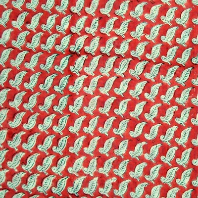 5 Yards Dressmaking Sewing Natural Cotton Fabric Handmade Voile Block Print BE5 - Image 1 of 4
