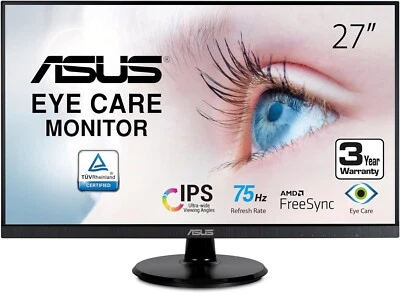 ASUS 27” 1080P Monitor (VA27DQ) - Full HD, IPS, 75Hz, Speakers - Image 1 of 4