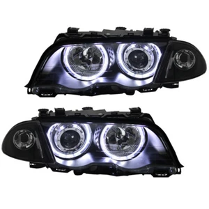 Scheinwerfer mit LED Angel Eyes für BMW E46 Limo Touring Bj. 1998-2001 Schwarz - Bild 1 von 4