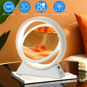3D Moving Sand Art Picture LED Light Desk Lamp Hourglass Quicksand Sandscape Toy - Picture 1 of 12